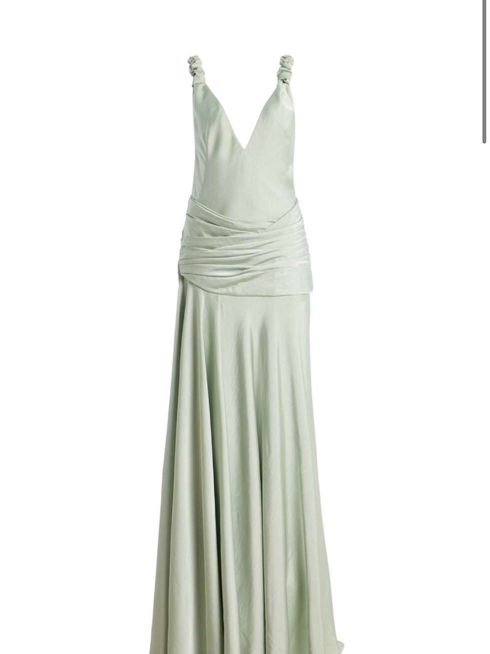 Elegant Sage Green V-Neck Evening Gown